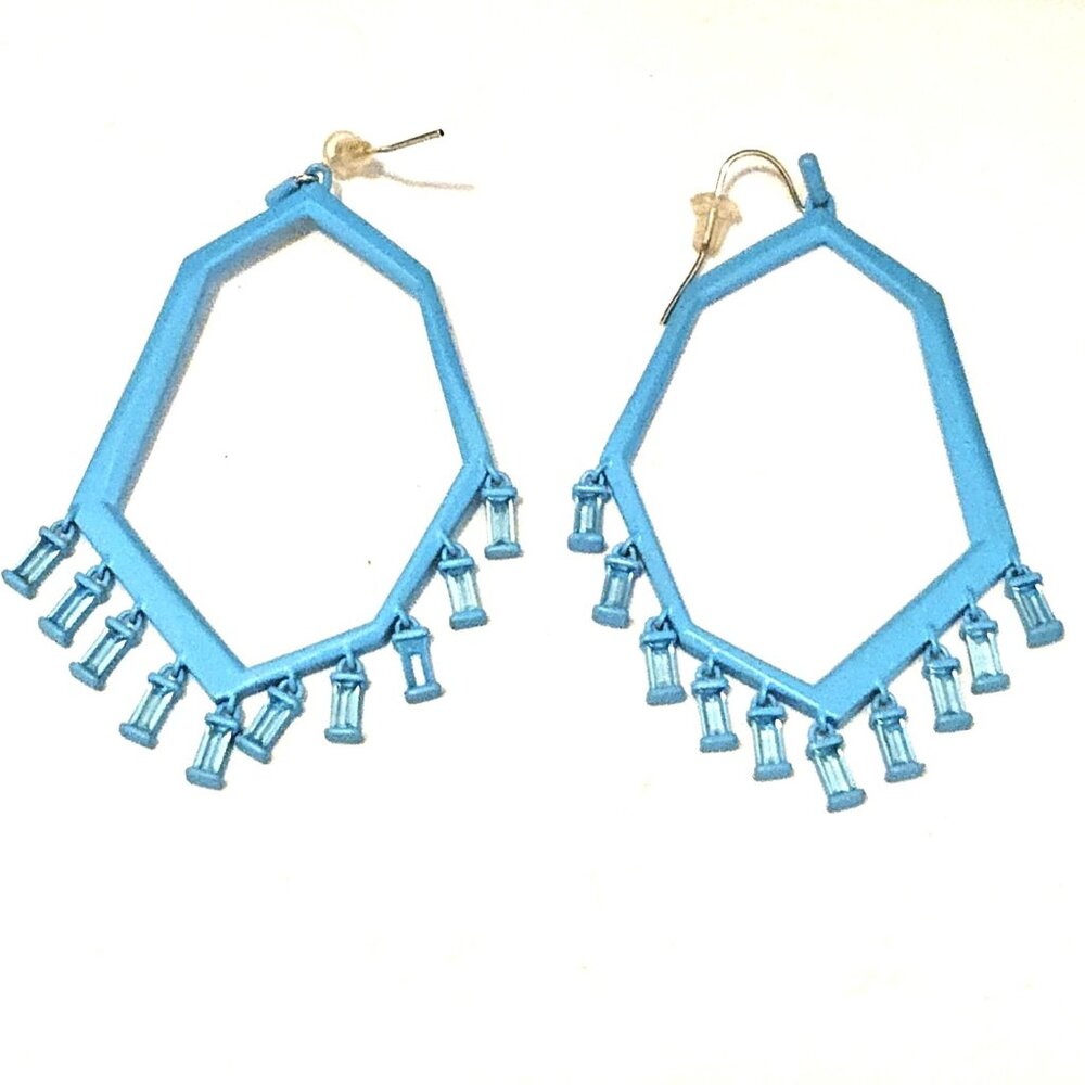 Kendra Scott Thomas Crystal Turquoise Blue Dangle Drop Pierced Earrings